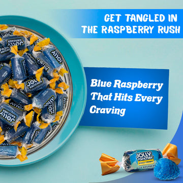 Blue Raspberry Jolly Ranchers Hard Candy - Original Flavor - 1 LB Bulk Bag (Approx. 75 Pieces) - Individually Wrapped Tart & Swe