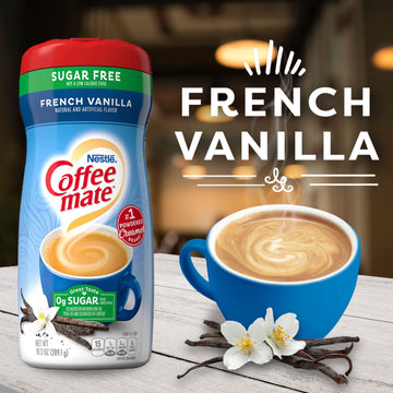 Nestle Coffee Mate Sugar Free French Vanilla Coffee Creamer Powder - French Vanilla Creamer For Warm, Rich Flavored Coffee - Lac