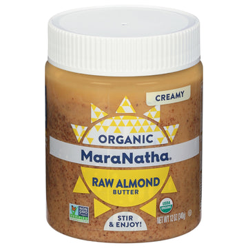 Maranatha Organic Creamy Raw Almond Butter, 12 Ounce Jar