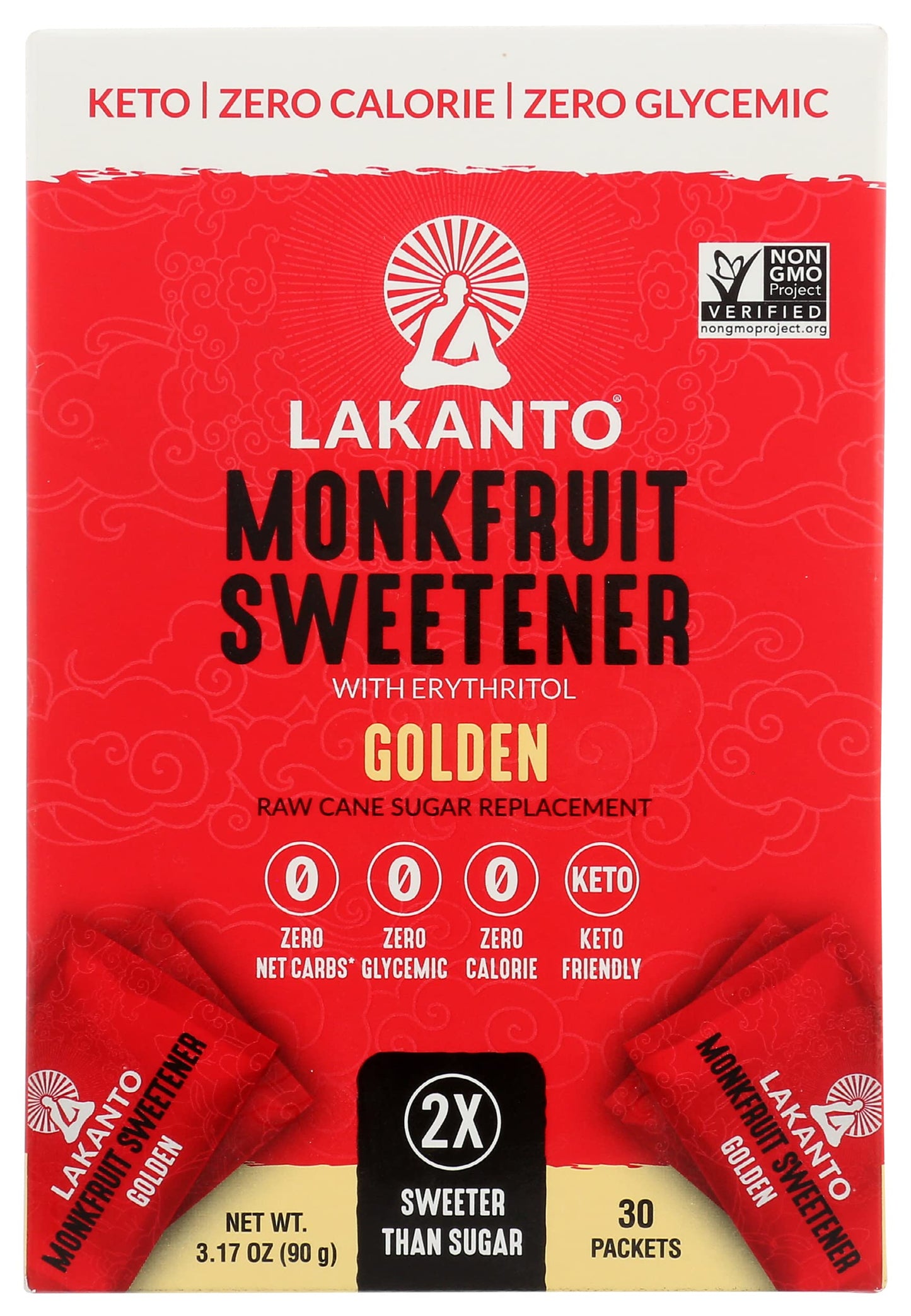 Lakanto Sugar Free Golden Monkfruit Sweetener, 3.18 Ounce (Pack of 8), Model 00255343