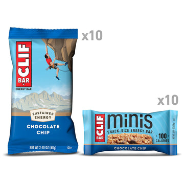 Clif Bar - Chocolate Chip - Full Size And Mini Energy Bars - Made With Organic Oats - Non-Gmo - Plant Based - 2.4 Oz. And 0.99 O