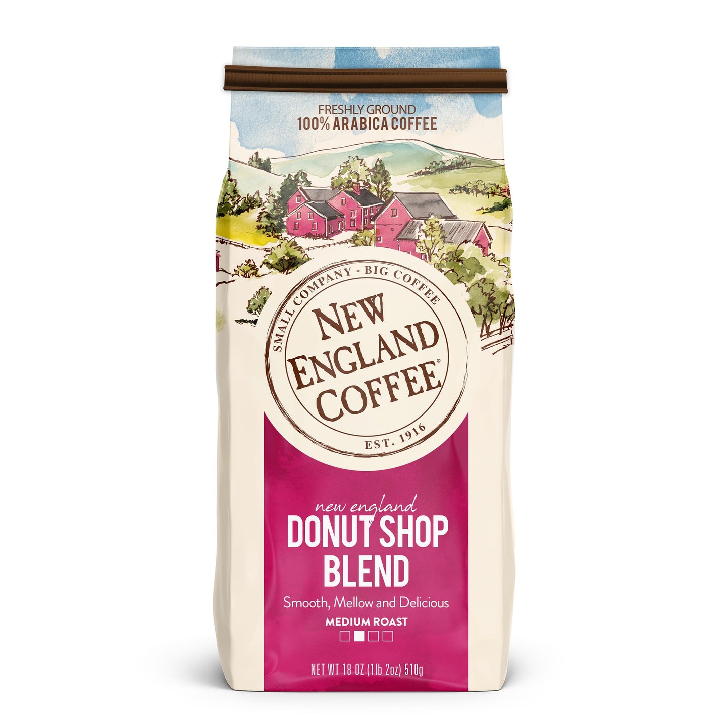 New England Coffee Donut Shop Blend Medium Roast Ground Coffee 18Oz Bag (Pack Of 1)
