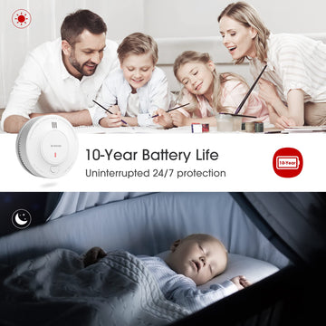 X-Sense Smoke Alarm, 10-Year Battery Fire Alarm Smoke Detector With Led Indicator & Silence Button, Sd2J0Ax