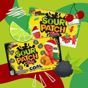 Holiday Sour Patch Kids Coal And Christmas Edition Theatre Boxes, Seasonal Candy For Stocking Stuffers, Present Fillers, Movie N