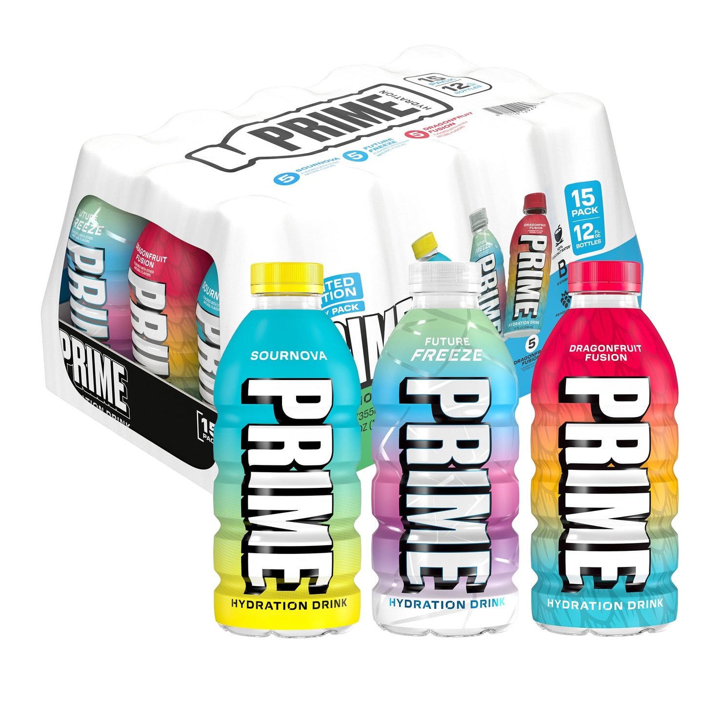 Prime Hydration Variety Sports Drinks Electrolyte Enhanced To Replenish Fluids 177Mg Bcaas B Vitamins Antioxidants Low Sugar 12 Fl Oz (Pack Of 15)