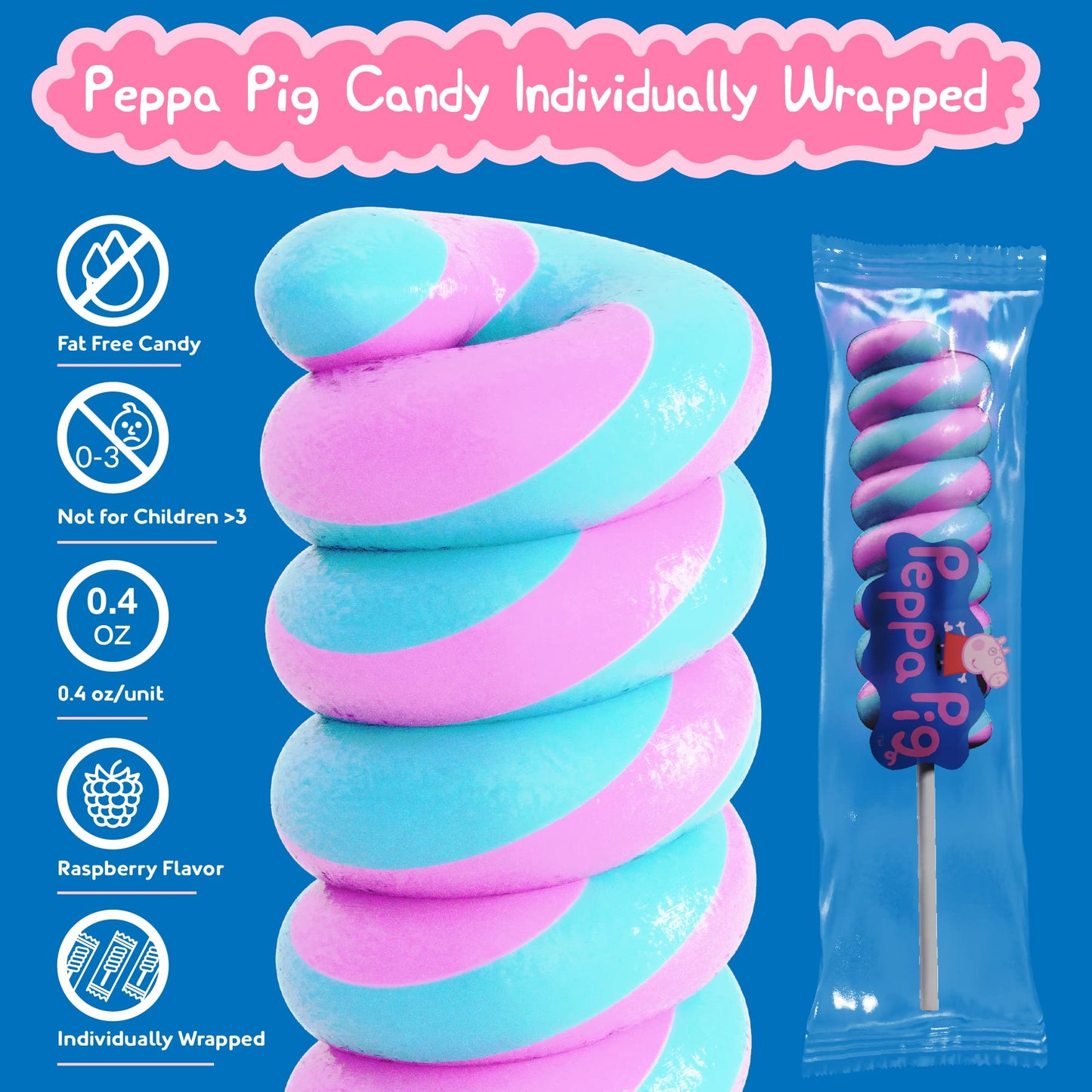 Primary Colors Candy Peppa Pig Swirl Lollipops 20Pk By Primary Colors Candy - Peppa Pig Candy For Peppa Pig Party Favors & Peppa
