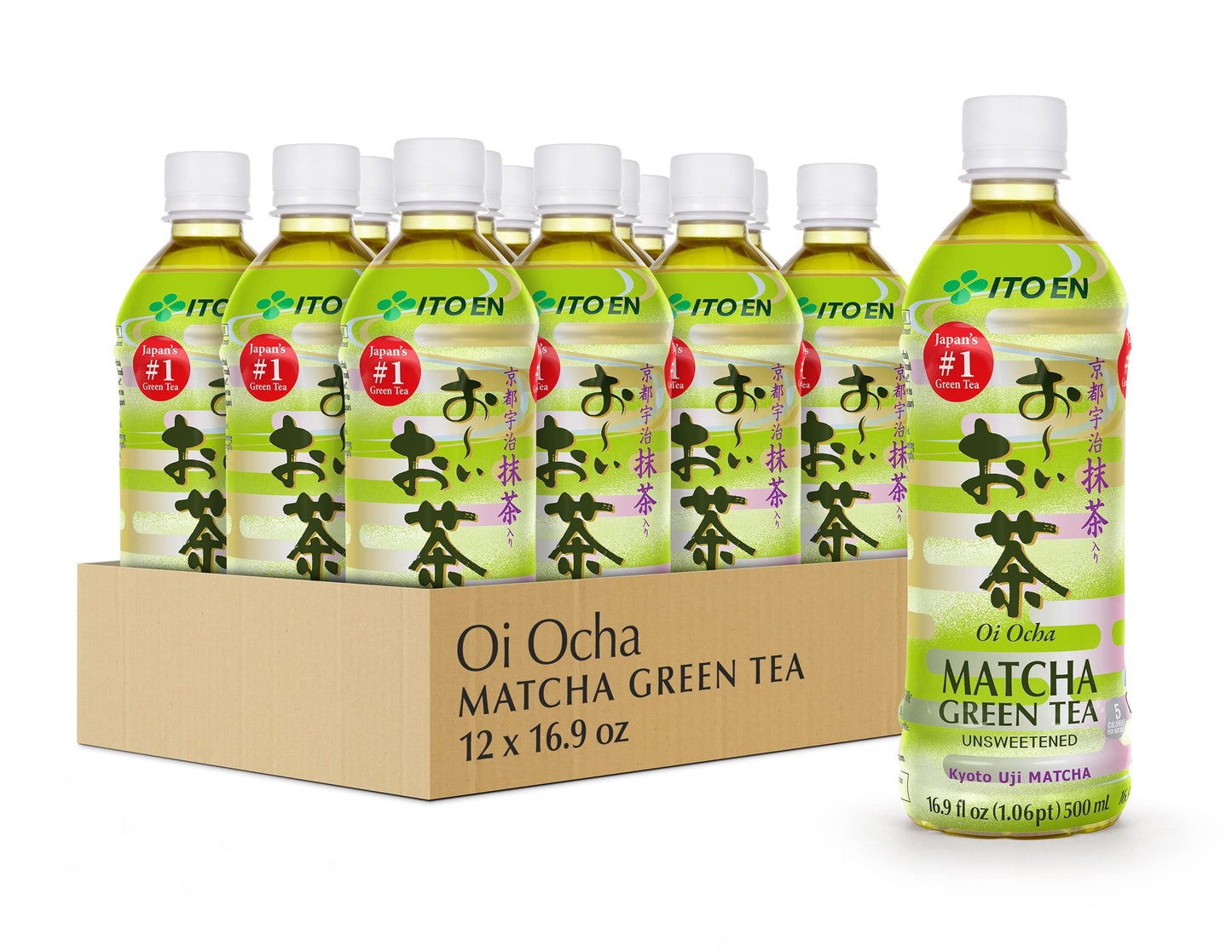 Ito En Oi Ocha Matcha Green Tea Unsweetened, 16.9 Ounce Bottle (Pack Of 12), Sugar Free