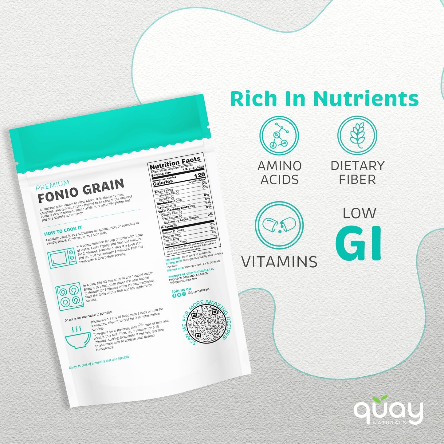 Quay Naturals Fonio Super-Grain - African Ancient Super-Grain - Superfood Grain - Substitute & Alternative For Couscous, Quinoa