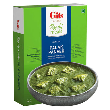 Gits Ready To Eat Palak Paneer, Pure Veg, Heat And Eat Indian Dish, Microwaveable, 855G (Pack Of 3 X 285G Each)