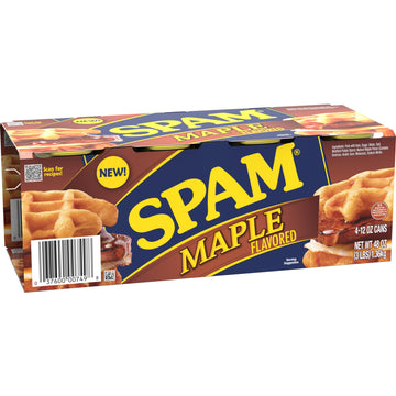 Spam Maple Flavored Canned Ham, 12 Oz Can (4-Pack)