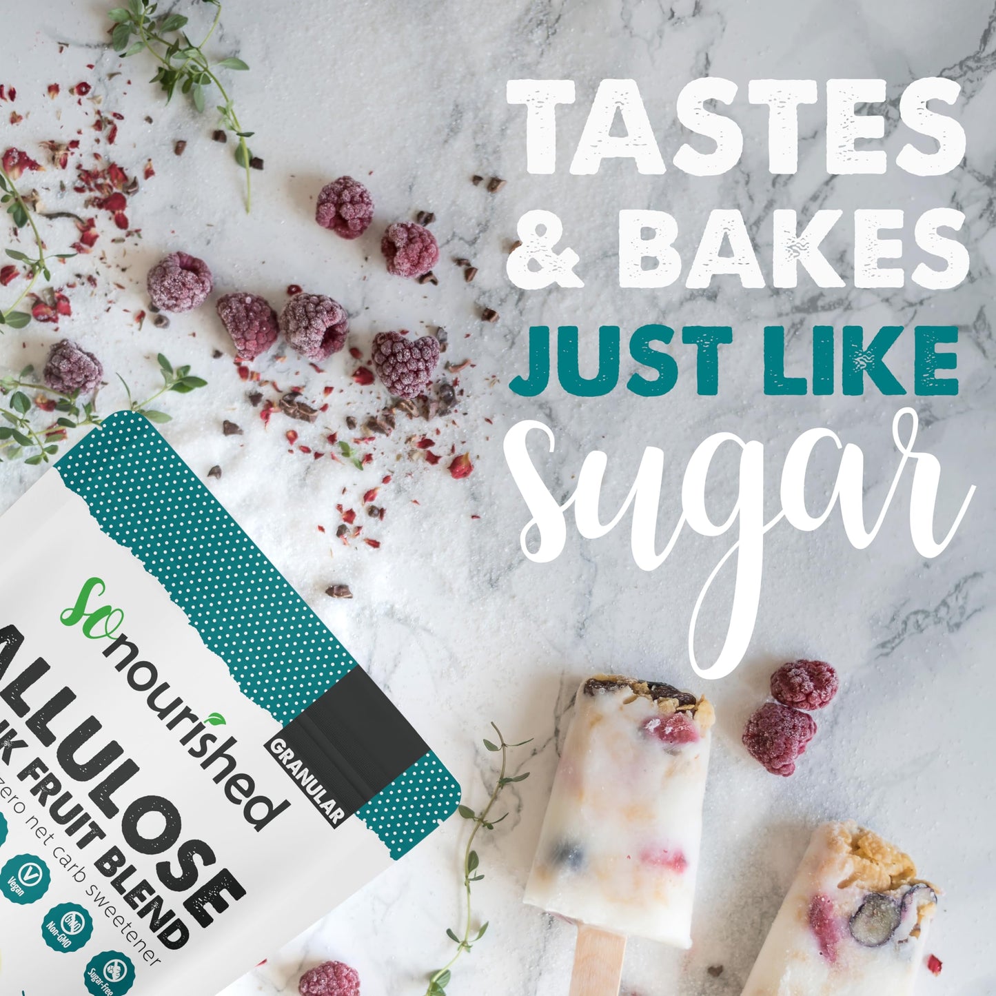 Monk Fruit Sweetener With Allulose Granular - 1:1 Sugar Substitute, Keto - 0 Calorie, 0 Net Carb, Non-Gmo (2.5 Lb / 40 Oz)