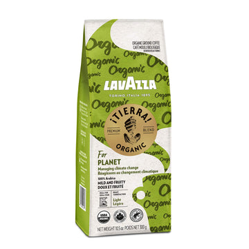 Lavazza ¡Tierra! Organic Planet Ground Coffee Light Roast, 10.5 Oz (Pack Of 6) Authentic Italian, Value Pack, Blended And Roated In Italy, 100% Usda Organic Arabica Coffees