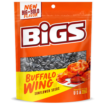 Bigs Buffalo Wing Sunflower Seeds, Keto Friendly Snack, Low Carb Lifestyle, 5.35-Oz Bag (Pack Of 12)