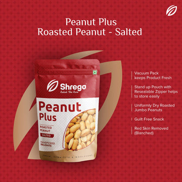 Shrego Peanut Plus Roasted Peanut Salted 360G, Snack And Namkeen (2X180G Vacuum Packed)