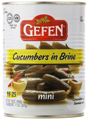 Gefen Mini Pickled Cucumber In Brine, 19Oz (2 Pack)