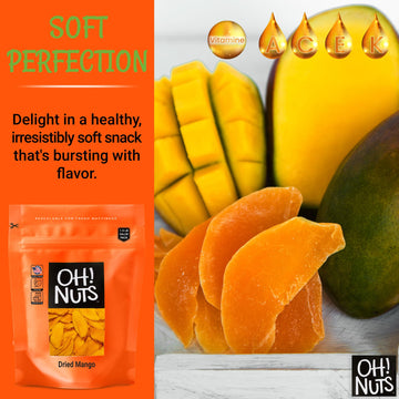 Dried Mango | 1 Lb - Dried Fruit Slices | Dehydrated Fruit Bites | Packed In New York Zip-Seal Bag For Exceptional Freshness By Oh Nuts