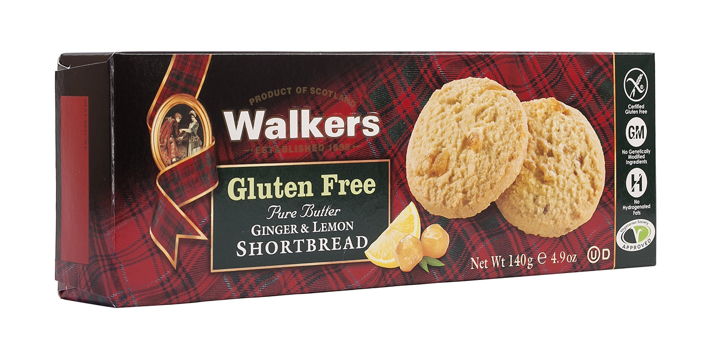Walker s Shortbread Gluten Free Ginger & Lemon Cookies, All-Butter Shortbread Cookies, 29.4 Oz (Pack of 6)