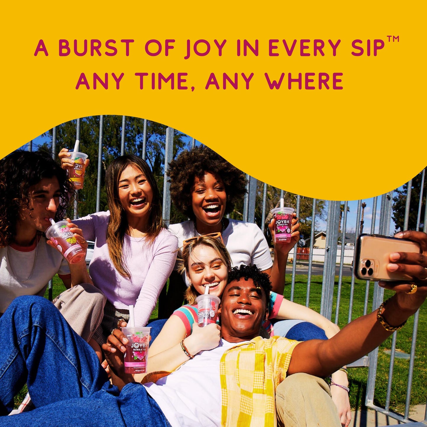 Joyba Bubble Tea Mango Passion Fruit Green Tea, 4 Pack, 12 Fl. Oz. Cups