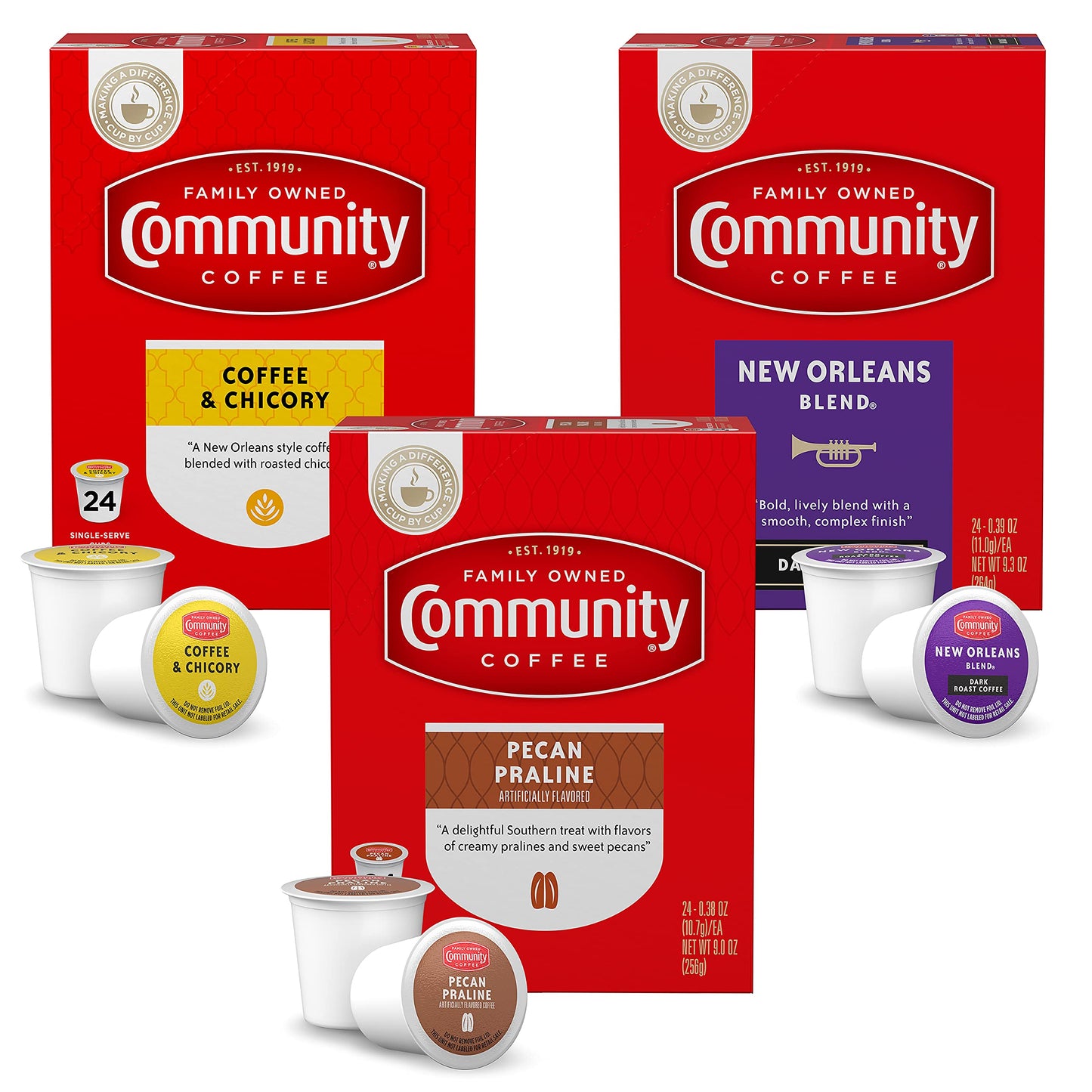 Community Coffee Flavors Of New Orleans Variety Pack 72 Count Coffee Pods Medium To Dark Roast Compatible With Keurig 2.0 K-Cup Beverage Makers 24 Count (Pack Of 3)