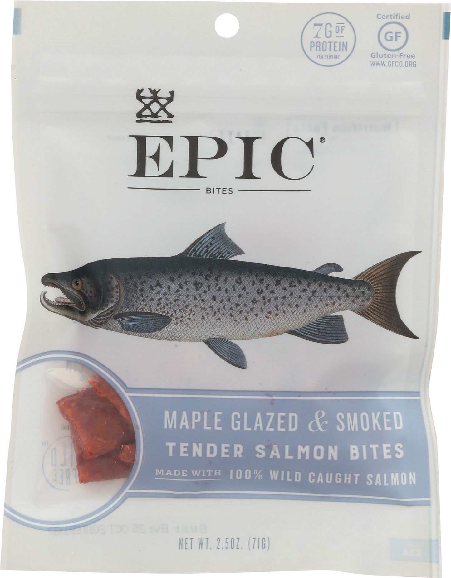 Epic Jerky Bites, 100% Wild Caught, Alaskan Salmon, Maple With Coconut Oil, 2.5 Ounce