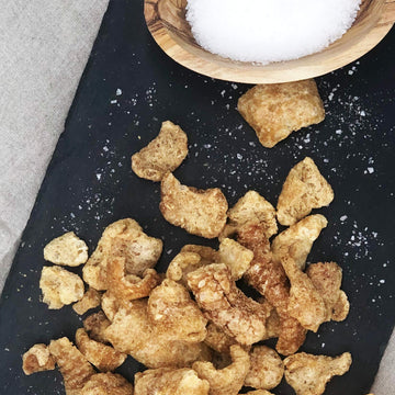 Lanna Table Pork Cracklins, Southern Flavor Chicharrones Style, Fried Pork Skins Attached With Fat, Salt Added, 0G Carbs, High P
