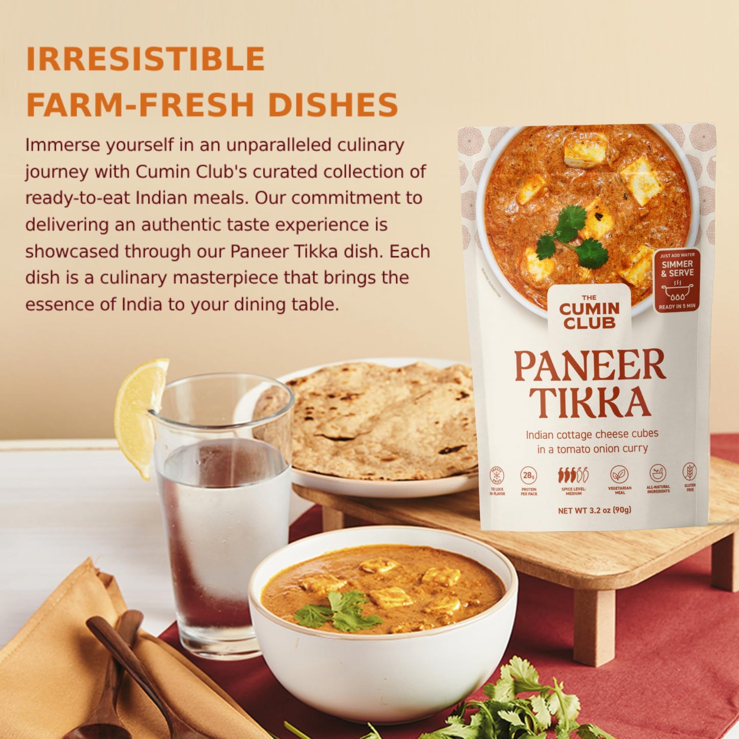 The Cumin Club Variety Pack | 5 Authentic Indian Meals | Ready in 5 Minutes, Just Add Water | All-Natural, No Preservatives | Ve