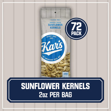 Kars Nuts Roasted & Salted Sunflower Kernels, 2 oz Individual Snack Packs - Bulk Pack of 72, Gluten-Free Snacks