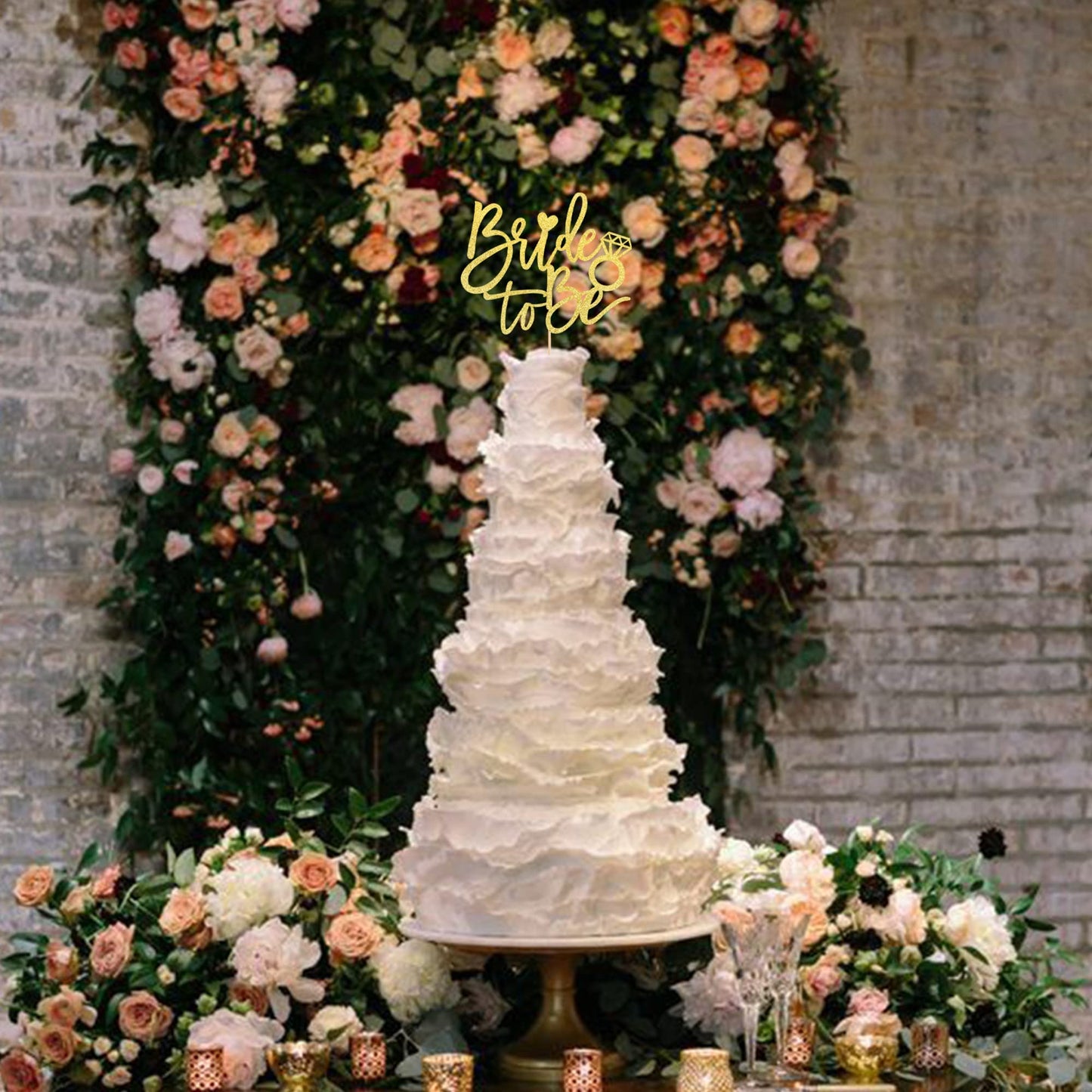 YCTHUNFISH Bride to Be Cake Topper, Glitter Ring Decoration, Gold, Wedding & Bachelorette Party Supplies