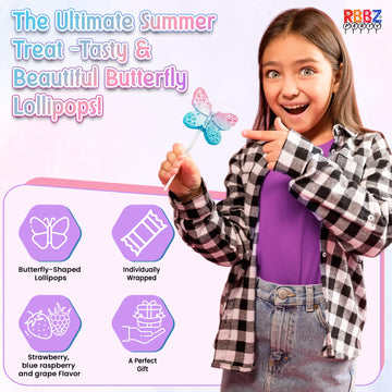 Butterfly Candy Lollipops - 12 Beautiful Ombre Suckers Individually Wrapped - Great For Butterfly Party Favors - Goodie Bags For