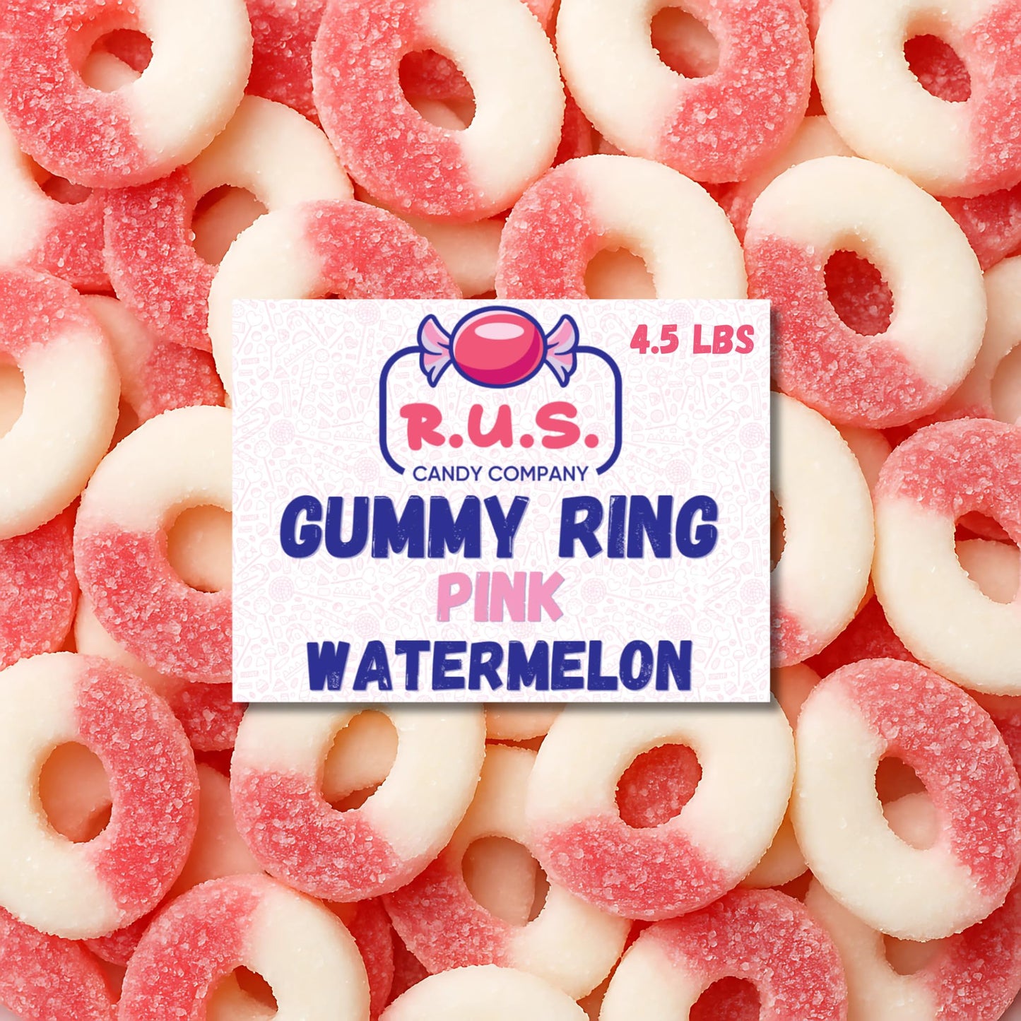 Pink Watermelon Ring Gummies 4.5 Lbs Bulk Bag - Fruity Gummy Candy - Fresh Soft & Chewy - Party Snack Candy Buffet - By Rus Candy Company (Pink Watermelon)