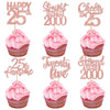24PCS Rose Gold Happy 25th Birthday Cupcake Toppers Twenty Five Straight Outta 2000 Cupcake Picks Cheers to 25 Lengend Since 200