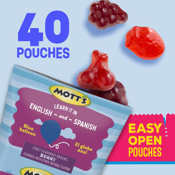 Motts Fruit Flavored Snacks, Halloween Treats, Berry, Gluten Free Snack, Family Pack, 40 Ct, 32 oz
