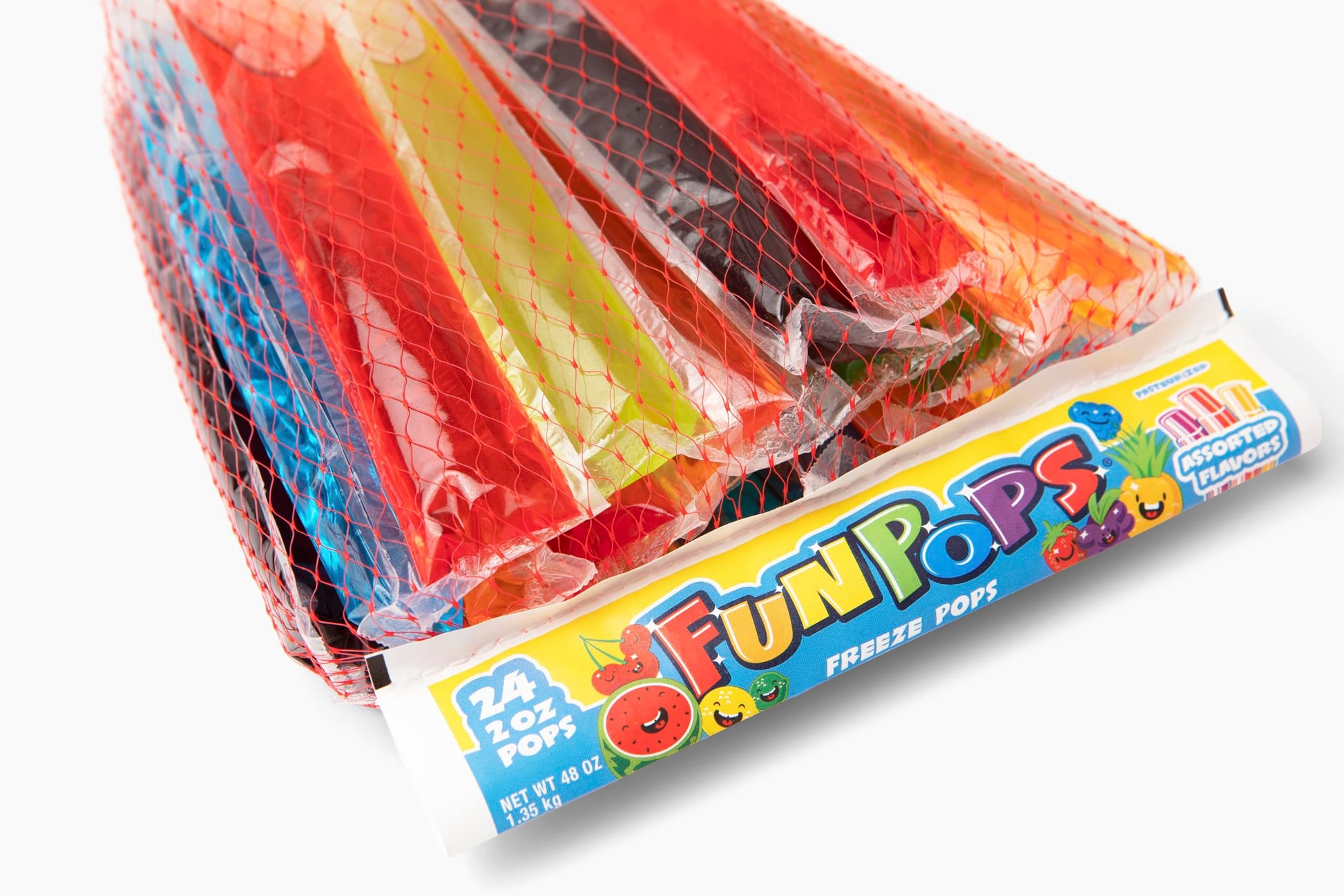 FunPops Frozen Ice Pops, 24-Fruit Flavored Freeze Pops, Frozen Summer Snack For All Ages, Low Calorie
