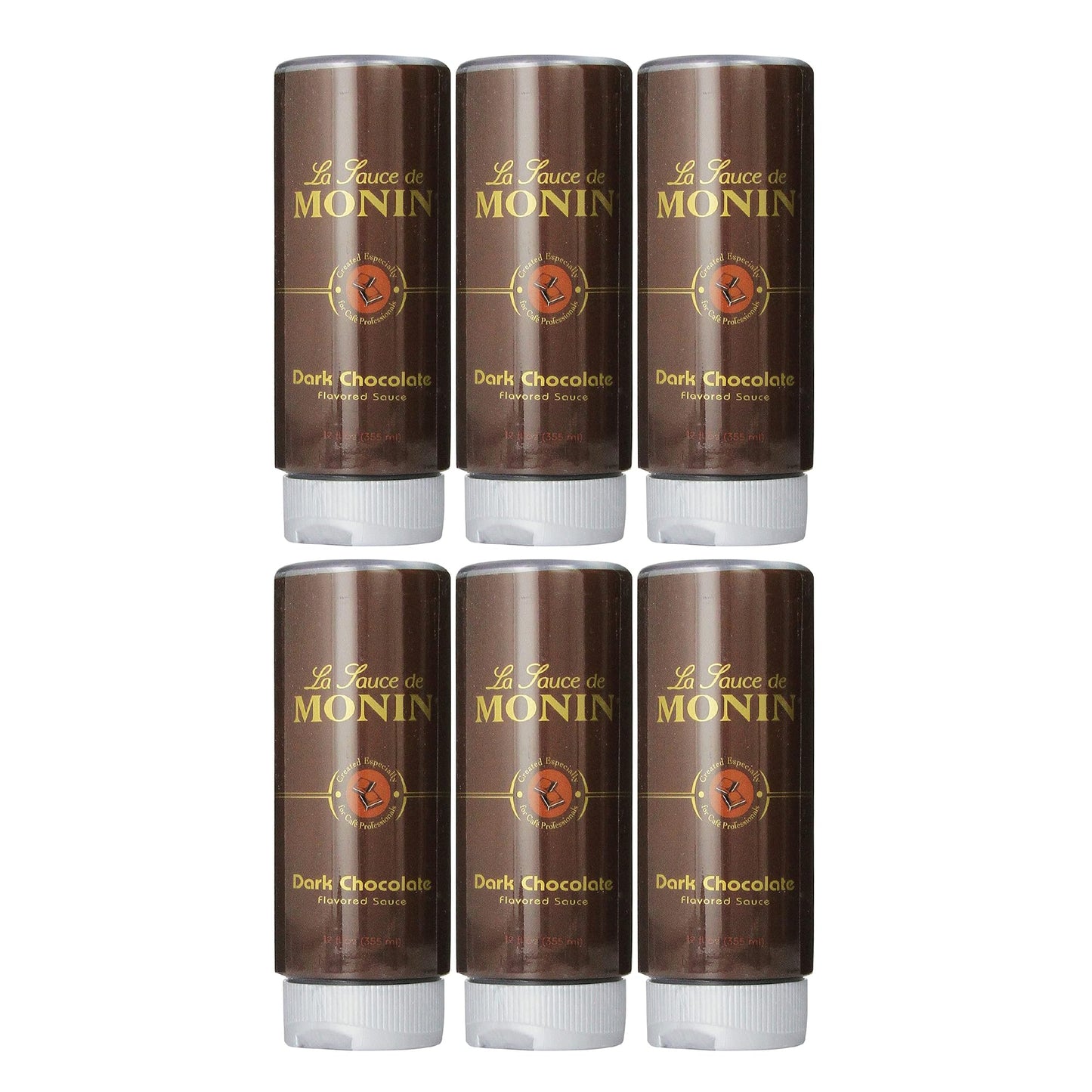 Monin - Dark Chocolate Sauce, Velvety And Rich, Great For Desserts, Coffee, And Snacks, Gluten-Free (12 Ounce, 6-Pack)