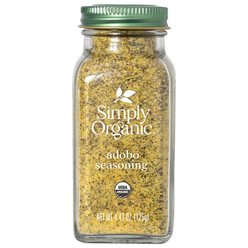 Simply Organic Adobo Seasoning, 4.14-Ounce, Garlic, Onion& Pepper Blend, Add Depth Without Heat To Fish, Meats, Rice, Kosher