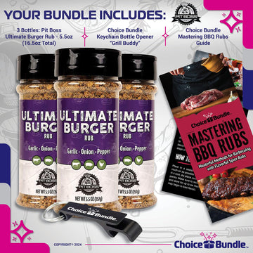 Pit Boss BBQ Seasoning Spice & Rub 3 Pack Bundle (16.5 oz) with Guide & Keychain Opener