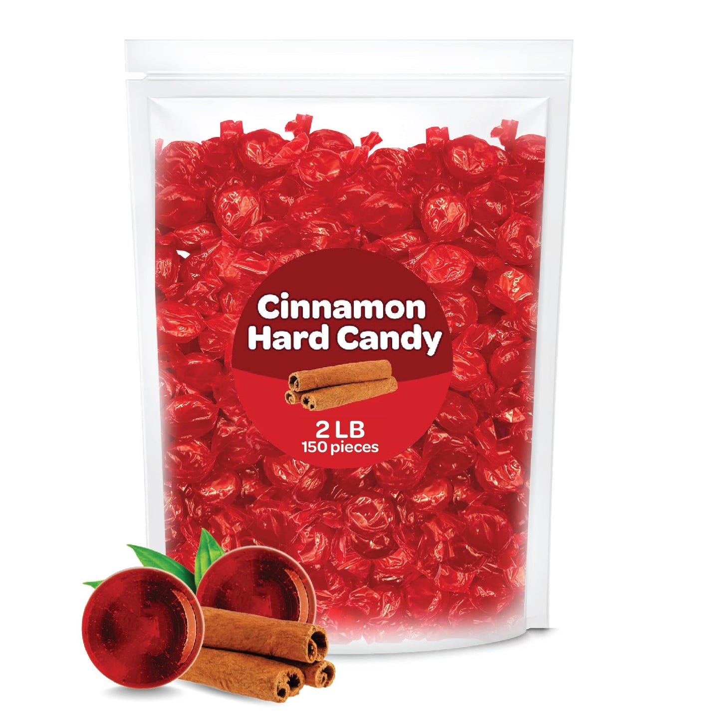 Cinnamon Discs Hard Candy - 2 Pound Pack - Individually Wrapped Spicy Sweet Christmas Candies - Old Fashioned Bulk Cinnamon For Office Bowls, Gifts, And Sharing
