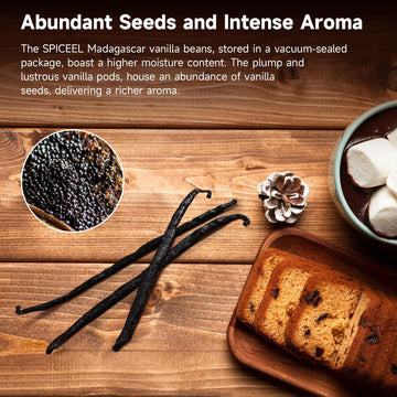 Spiceel Madagascar Vanilla Beans Grade A Vanilla Pods For Making Vanilla Extract, Whole 5'' - 7'' Vanilla Beans For Baking, 10 C