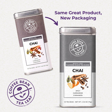 Coffee Bean & Tea Leaf Chai Black Tea Bags, Whole Leaf, 20 Count, Model 2831302008