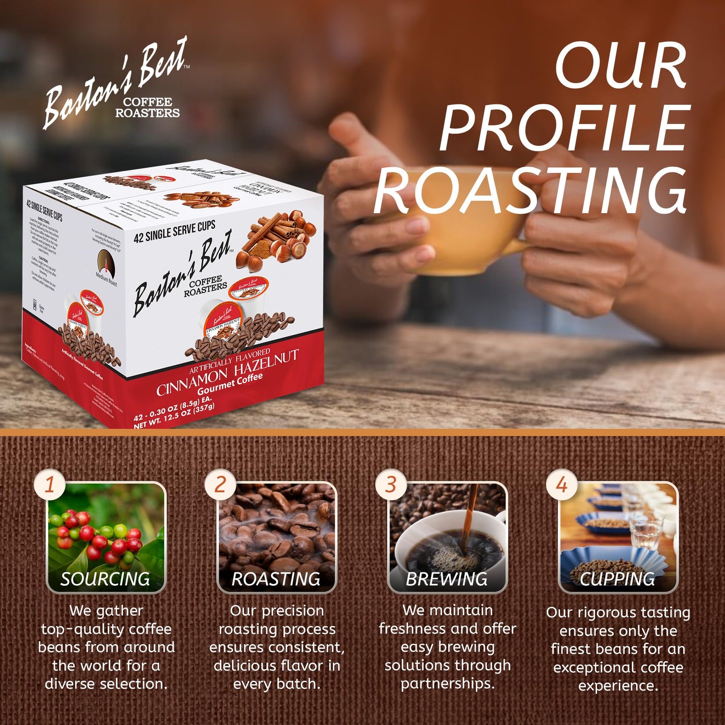 Bostons Best Gourmet Coffee - Cinnamon Hazelnut, Compatible with Keurig, 42 Count, 1 Pack