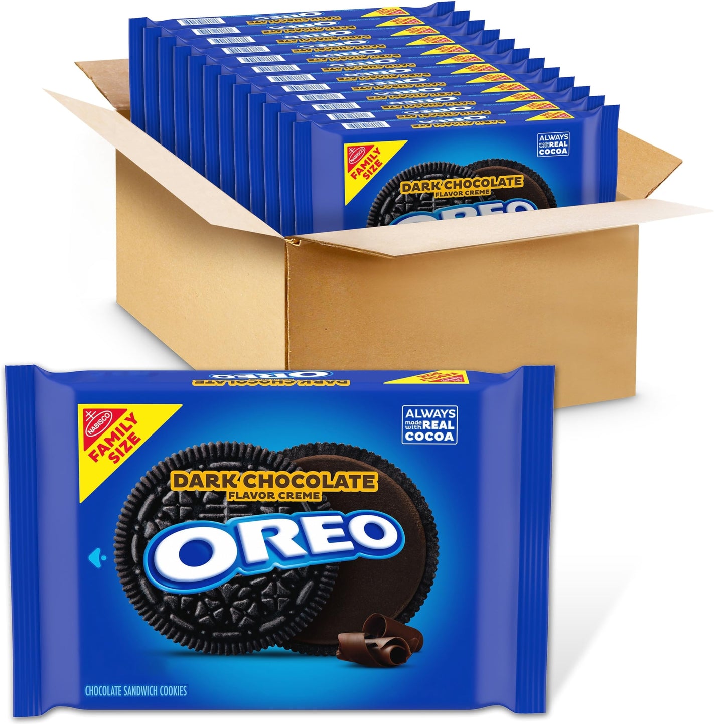 OREO Dark Chocolate Creme Chocolate Sandwich Cookies, Family Size, 12 - 17 oz Packs