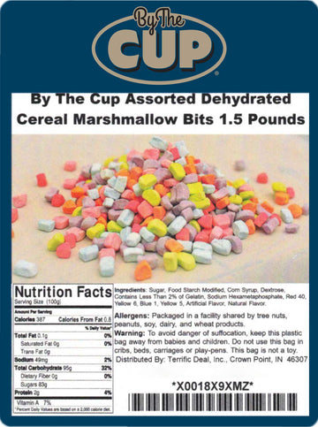 By The Cup Assorted Dehydrated Cereal Marshmallow Bits 1.5 Pound Bulk