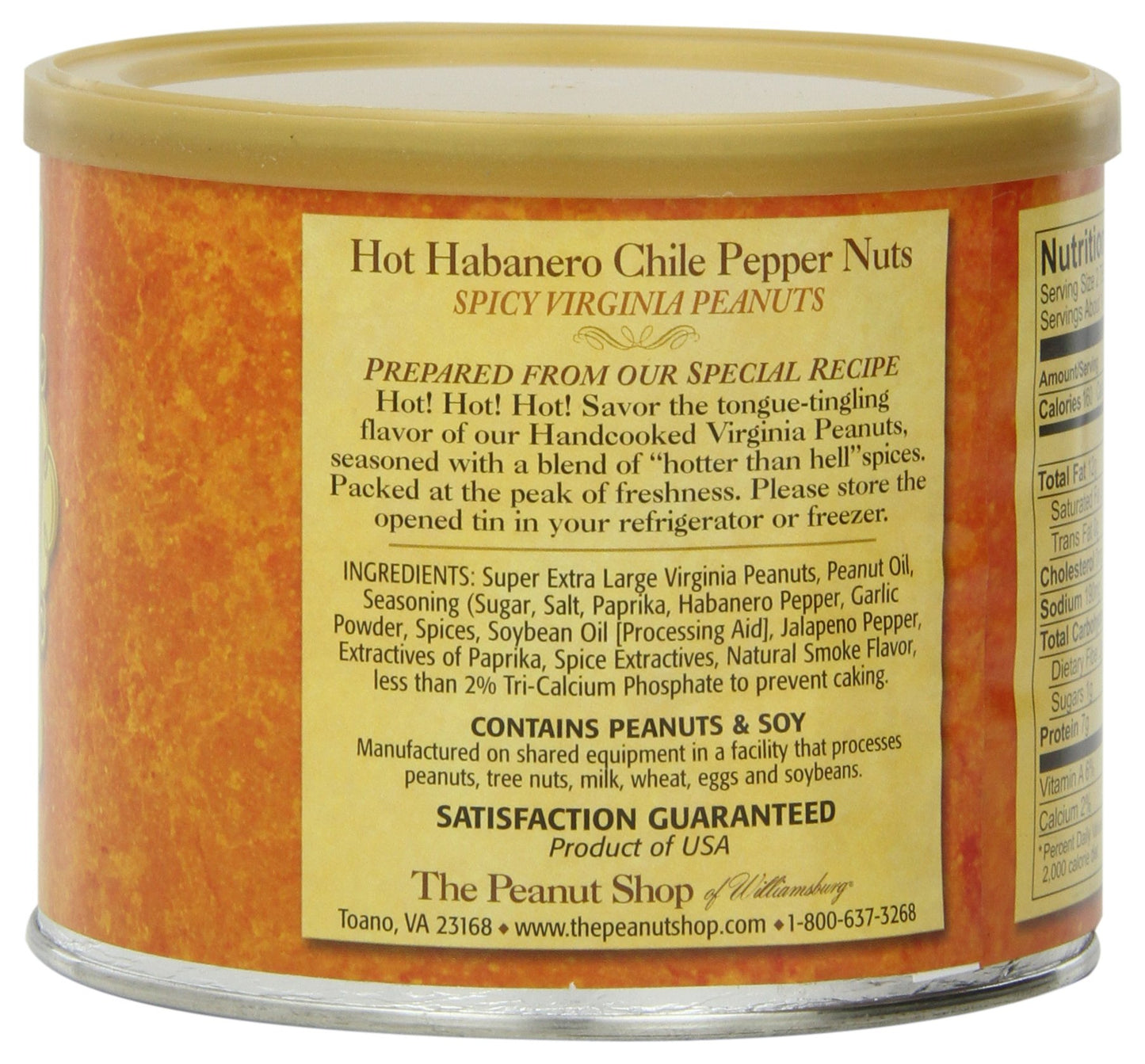 The Peanut Shop Of Williamsburg Hot Habanero Chile Pepper Nuts, 10.5-Ounce Tin