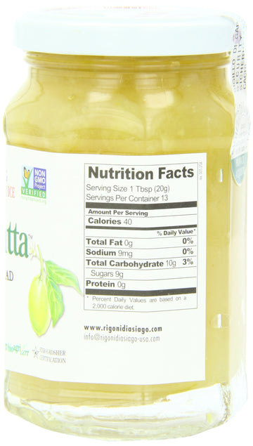 Rigoni Di Asiago Fiordifrutta Organic Fruit Spread, Lemon, 9.17 Ounce