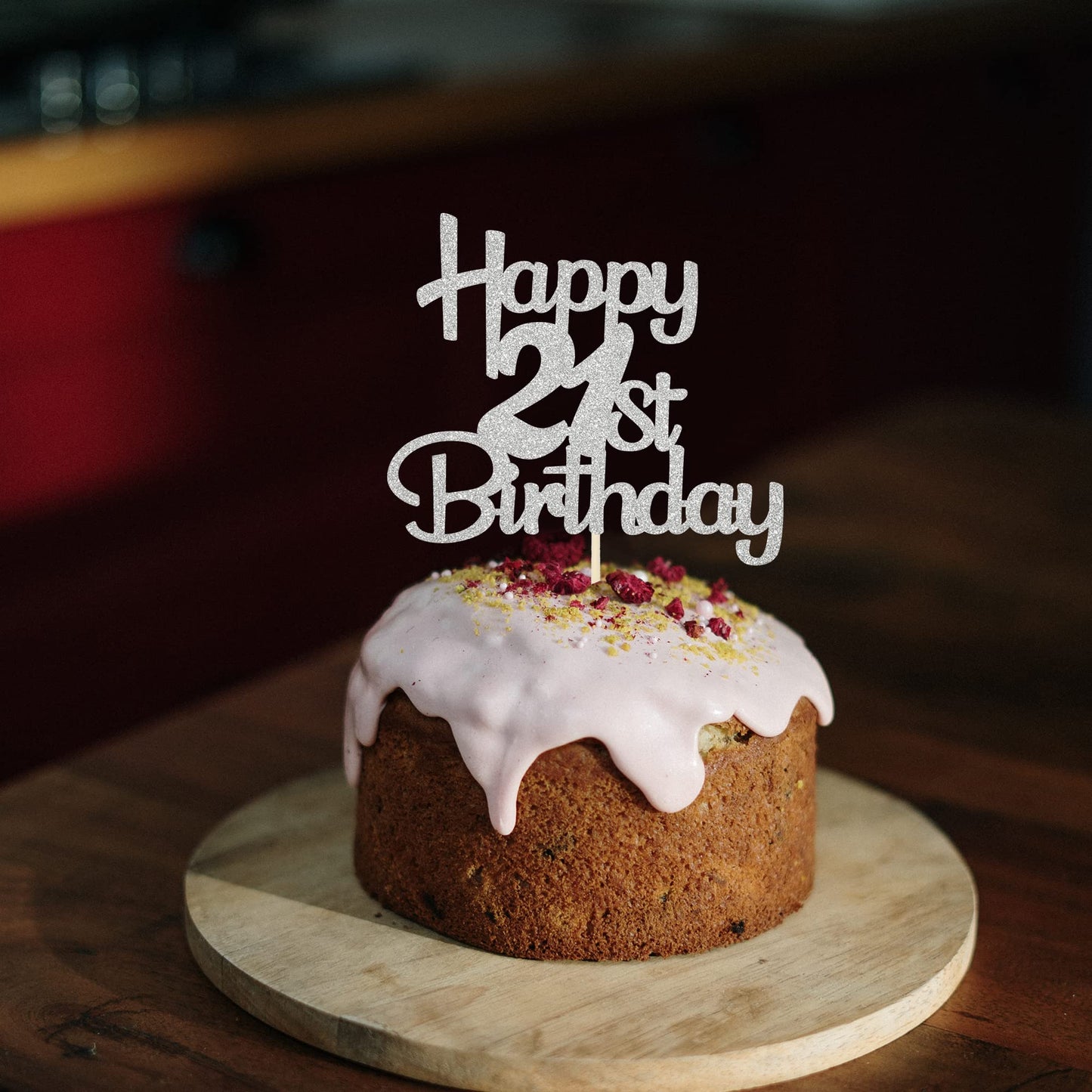 Sotpot Happy 21St Birthday Cake Topper Silver Glitter 21St Cake Toppers 21 Birthday Cake Decorations Cheers To 21 Fabulous Party