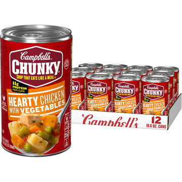 Campbell's Chunky Hearty Chicken with Vegetables Soup, 18.6 oz. Can (Pack of 12)
