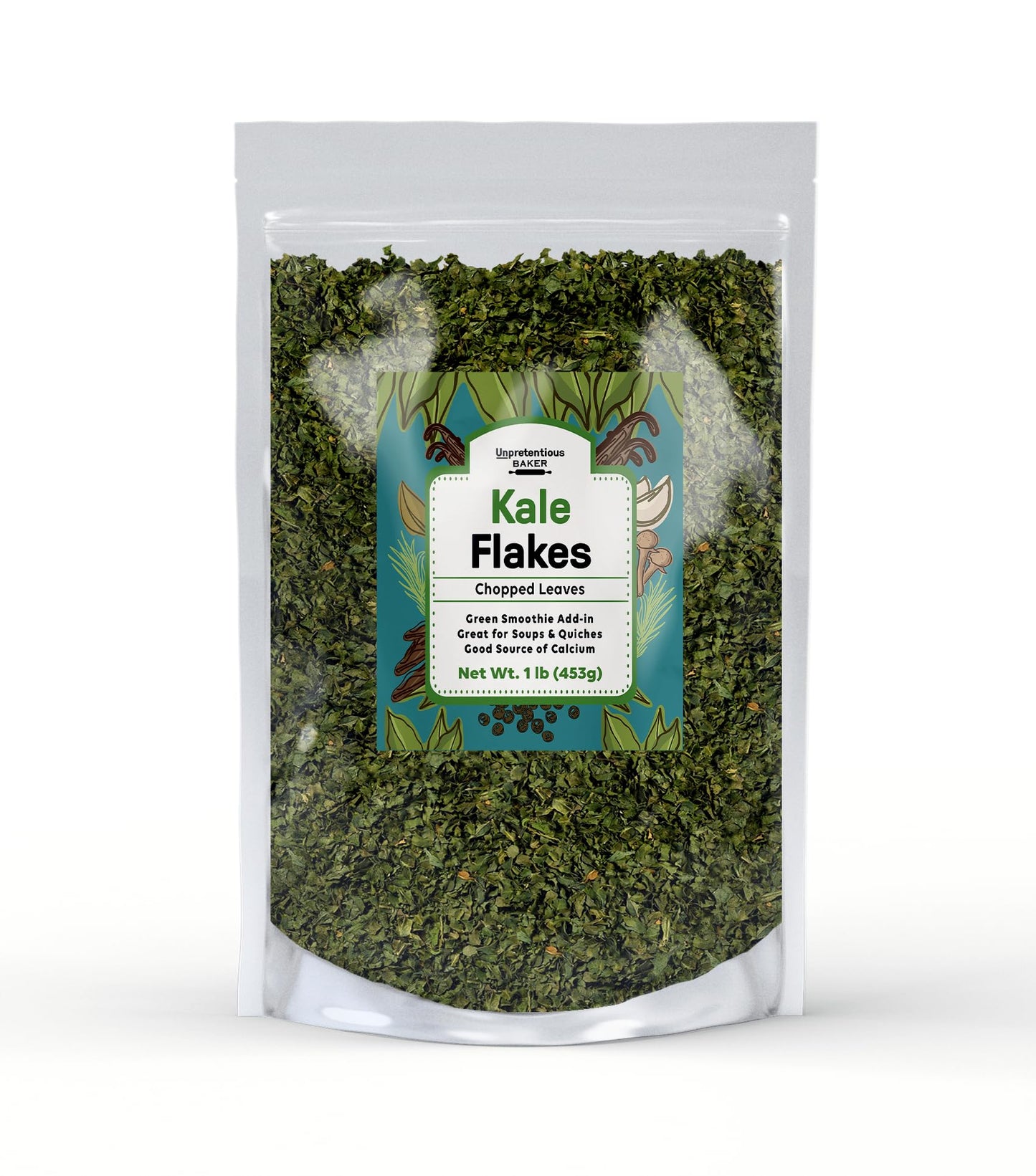 Unpretentious Kale Flakes (1 lb) Dehydrated Vegetable for Soups, Shakes, Casseroles, Pastas, Salads