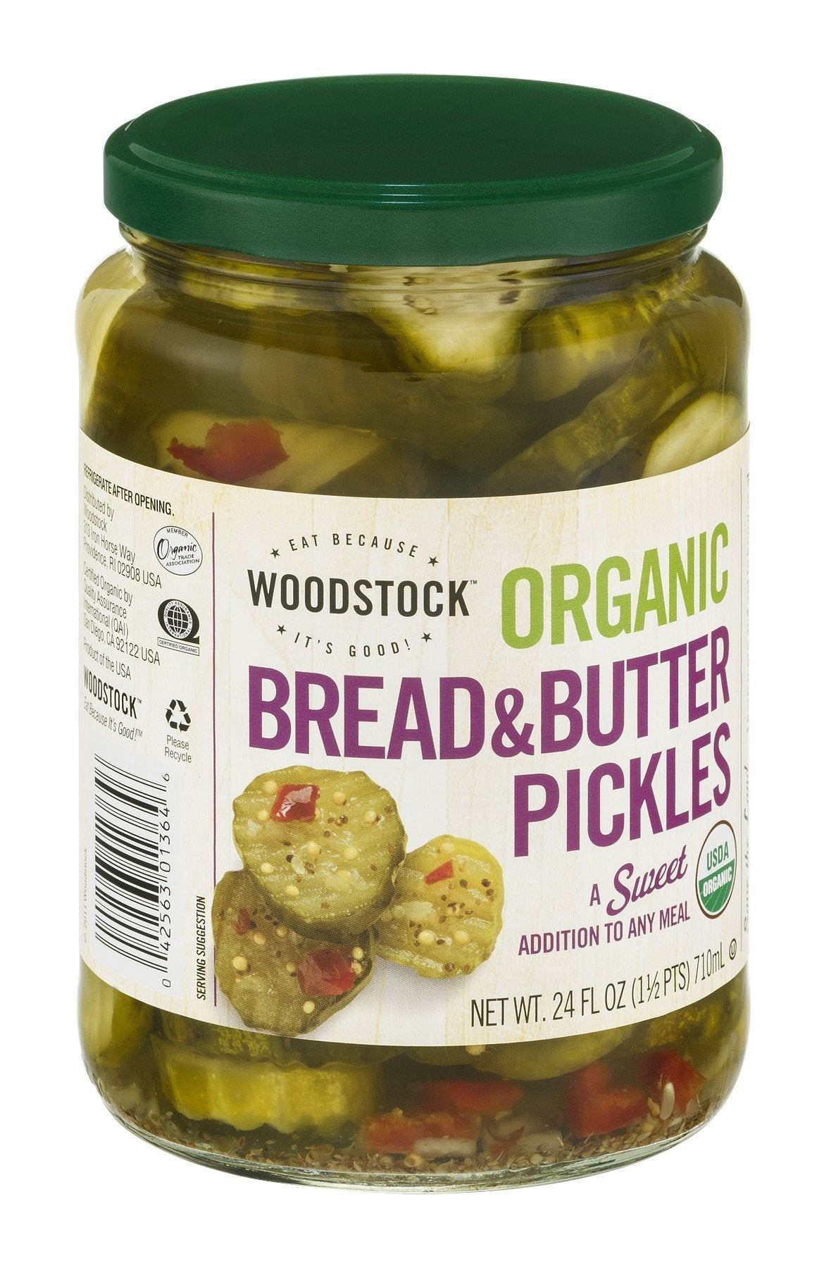 Woodstock Organic Pickles - Sweet Bread & Butter - Sliced - 24 Oz (Pack Of 1)