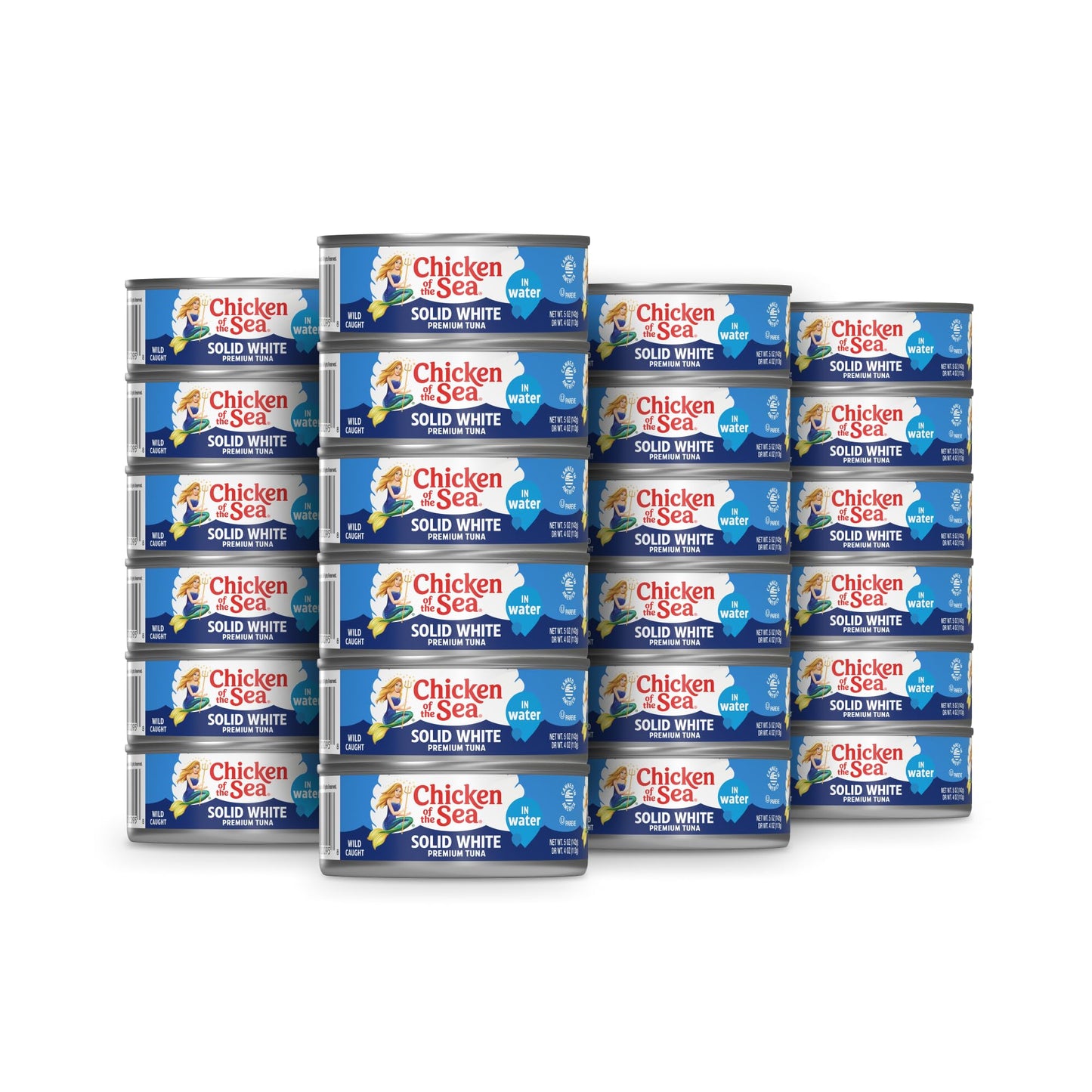 Chicken of the Sea Solid White Premium Albacore Tuna in Water, Wild Caught Tuna, 5 oz. Can (Pack of 24)