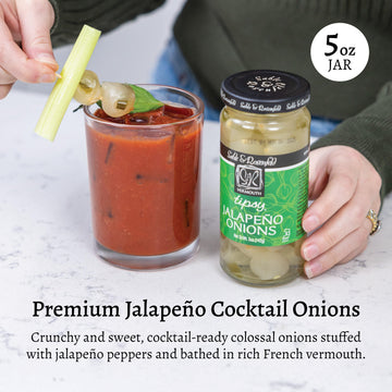 Sable & Rosenfeld Vermouth Tipsy Jalapeo Onions 5 oz Jar (Pack of 1) Stuffed Pickled Silverskin Cocktail Onions Kosher Gluten-Free Martini Garnish